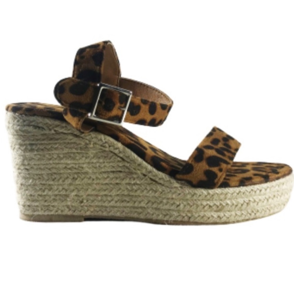 Strappy Espadrille leopard wedges